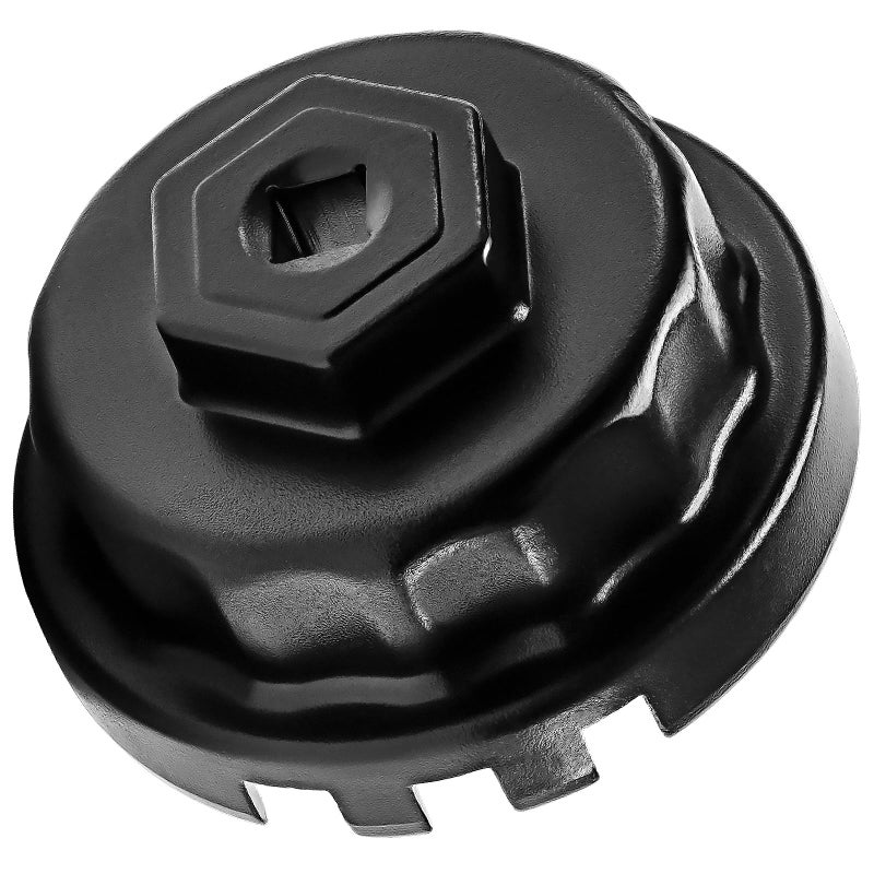 ELECHOI 64mm 14 Flutes/4 Slots Oil Filter Cap Wrench Removal Tool Socket Compatible with Toyota  Lexus  and Scion Vehicles Equipped with 2.5L to 5.7L engines  Black Heavy-Duty Aluminum - Image 1